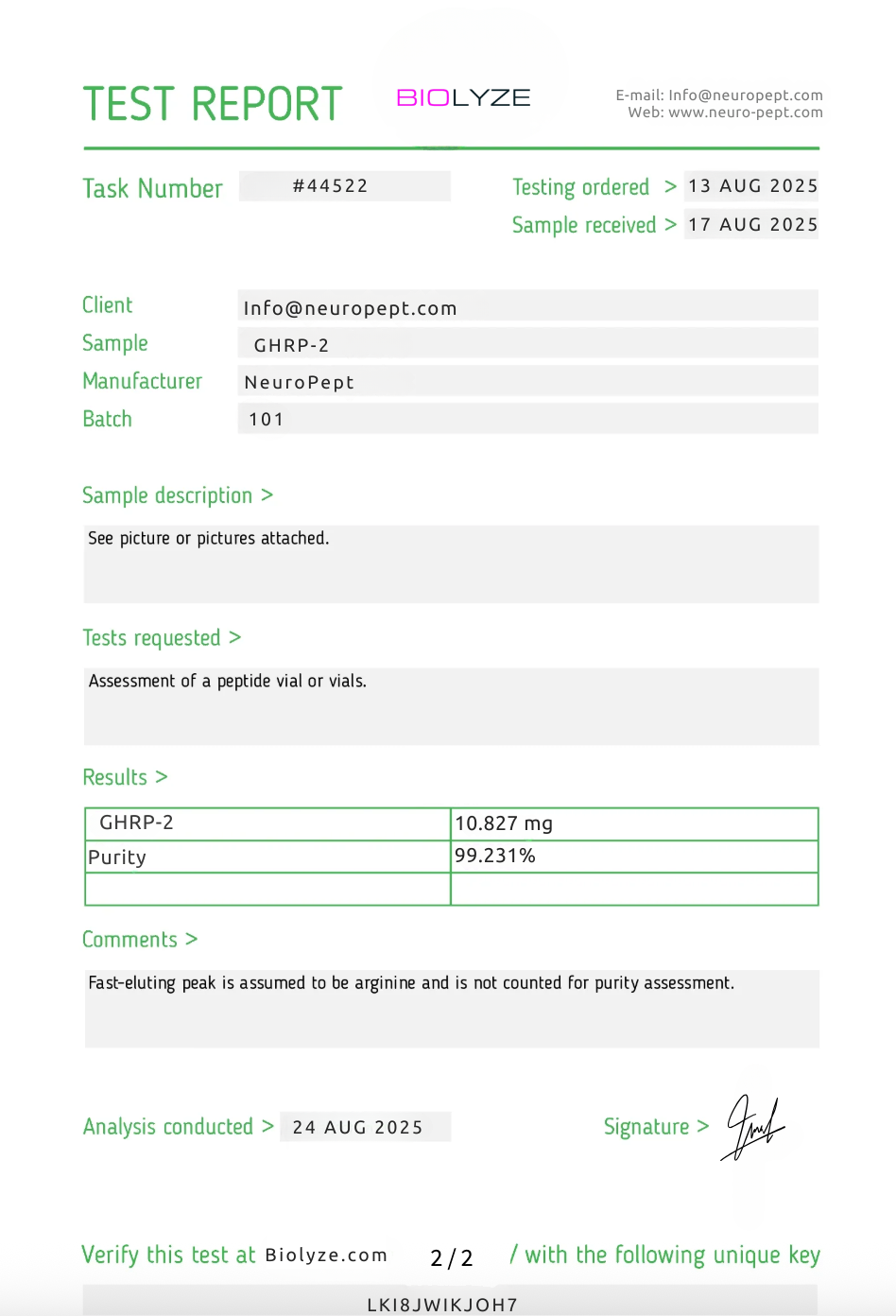 Growth Hormone Releaser 10mg (GHRP-2)