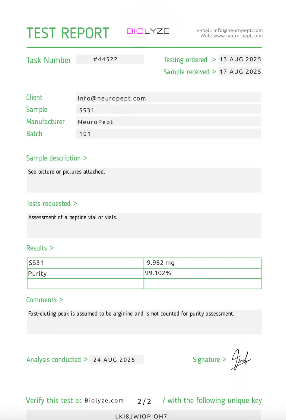 Mito Protection Agent 10mg (SS31)