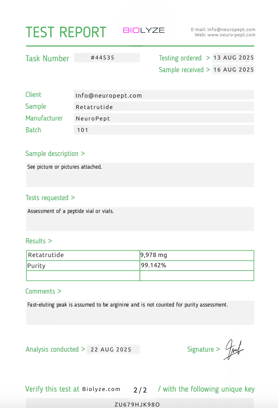 Appetite loss agent 10mg (Retatrutide)