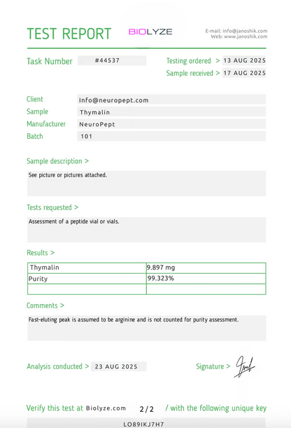 Immune Regulation Agent 10mg (Thymalin)